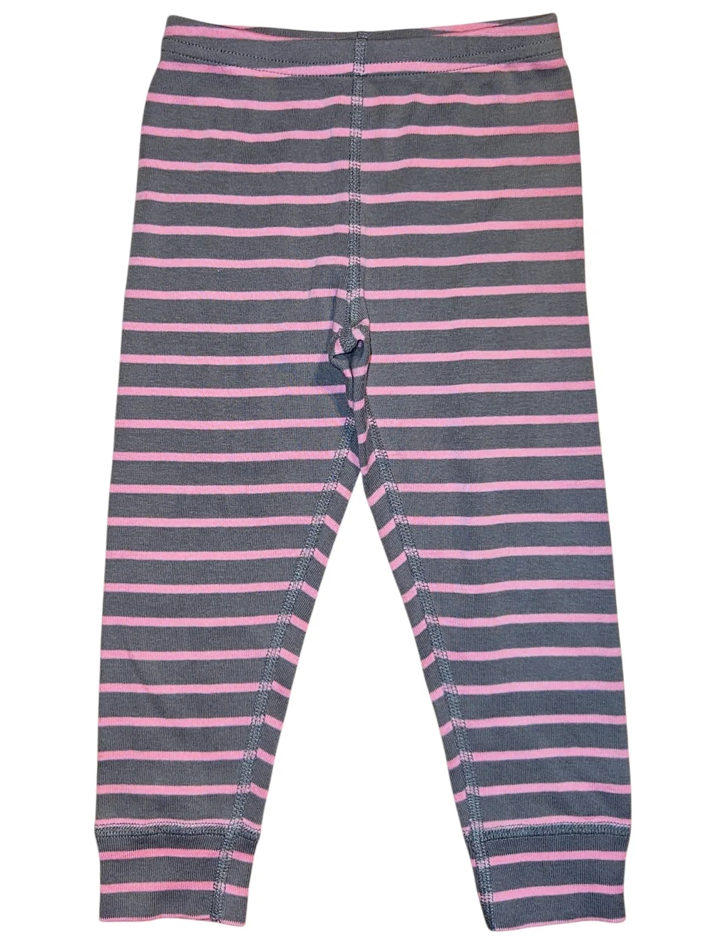Hanna Andersson Gray and Pink Striped Organic Cotton Pajama Bottoms 3T (90)